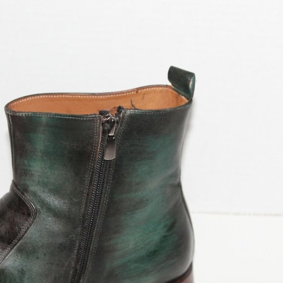 Paul Parkman Handmade Turquoise Burnished Side Zipper Boots 9 / 9.5 EU 42 H12249 - Picture 5 of 12